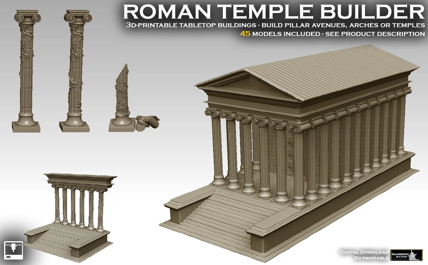 Roman Temple Builder 3D Print Model .c4d .max .obj .3ds .fbx .stl .blend 