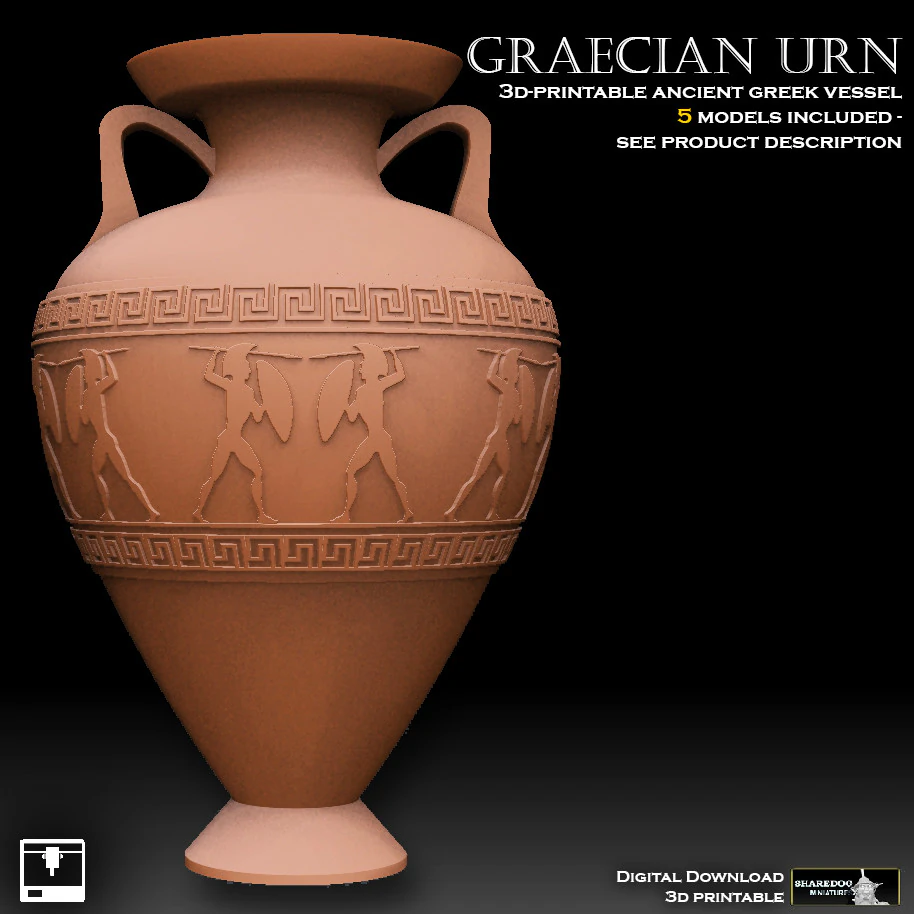 Graecian Urn 3D Print Model .c4d .max .obj .3ds .fbx .stl .blend 