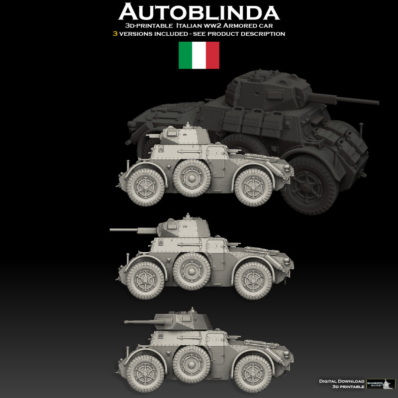 Autoblinda Armored Car 3D 프린트 모델 .c4d .max .obj .3ds .fbx .stl .blend 