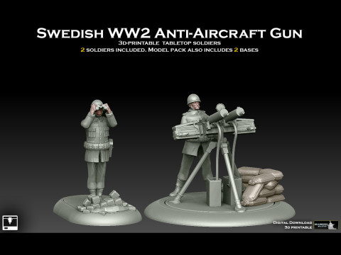 Swedish WW2 Anti Aircraft Team 3D Принт Модель