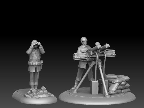 Swedish WW2 Anti Aircraft Team 3D Принт Модель