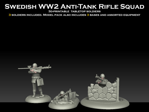 Swedish WW2 Anti Tank Rifle Team 3D प्रिंट मॉडल