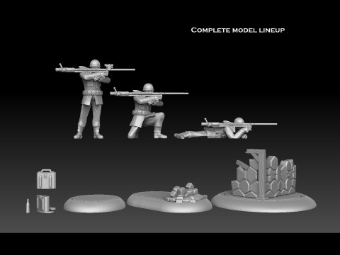 Swedish WW2 Anti Tank Rifle Team 3D 打印模型