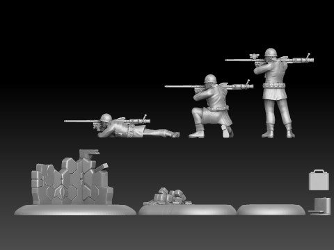 Swedish WW2 Anti Tank Rifle Team 3D 打印模型