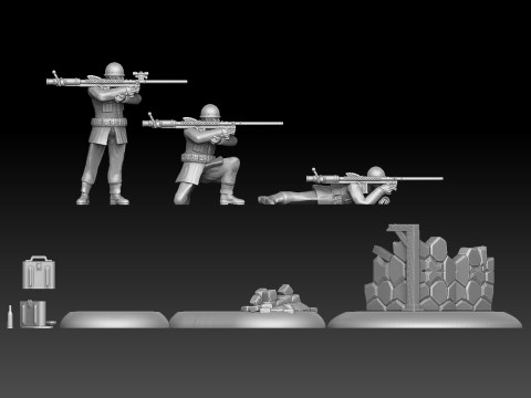 Swedish WW2 Anti Tank Rifle Team 3D 打印模型