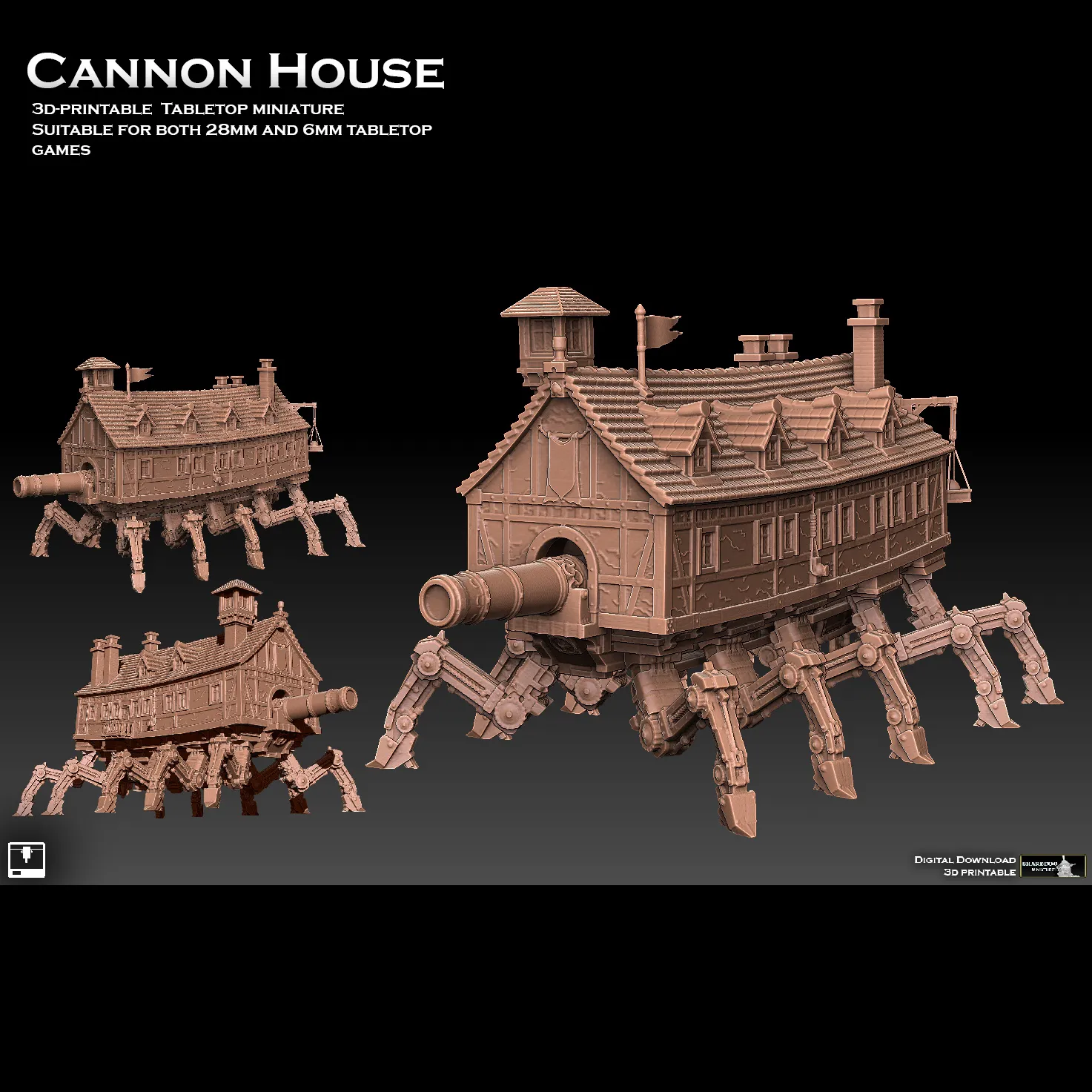 Cannon House 3D Print Model .c4d .max .obj .3ds .fbx .stl .blend 