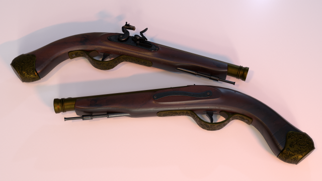 Flintlock pistol 3D Model .c4d .max .obj .3ds .fbx .stl .blend 