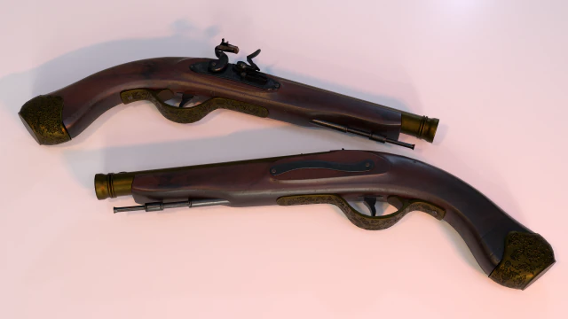 Pistola a pietra focaia Modello 3D .c4d .max .obj .3ds .fbx .stl .blend 