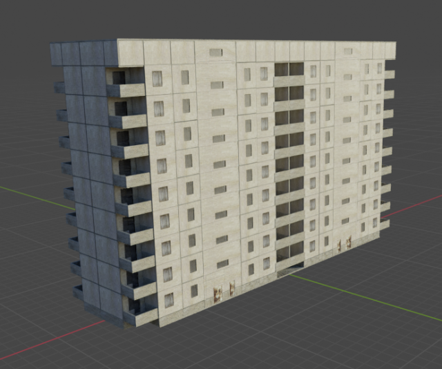 Panel nine-storey building 3D Model .c4d .max .obj .3ds .fbx .stl .blend 