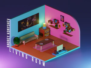 ГОСТИНАЯ блендер 3D Модель