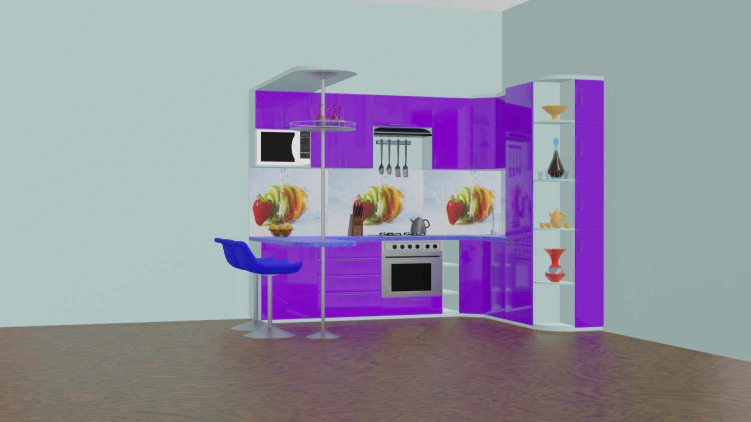 Kitchen set 3D Model .c4d .max .obj .3ds .fbx .stl .blend 