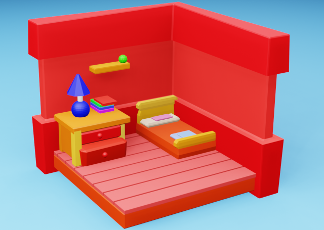 Bedroom 3D 모델 .c4d .max .obj .3ds .fbx .stl .blend 