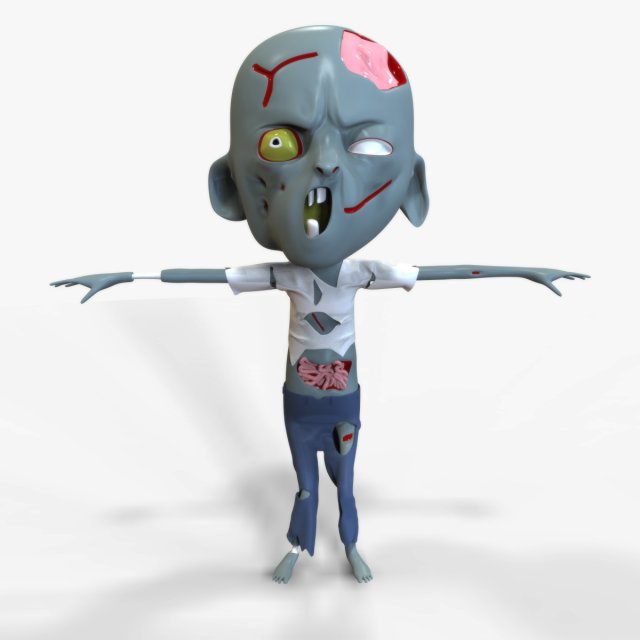 Kiddo Zombie Model 3D .c4d .max .obj .3ds .fbx .stl .blend 