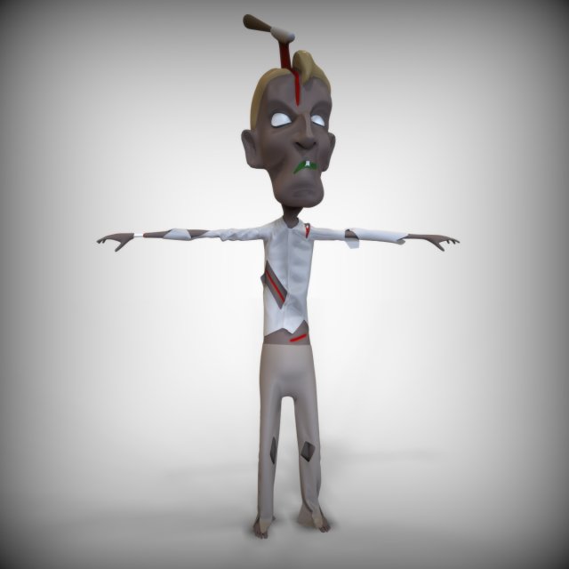 Skinny Zombie 3D Model .c4d .max .obj .3ds .fbx .stl .blend 