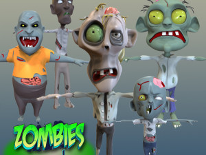 Cartoon Zombie Pack 3D Model