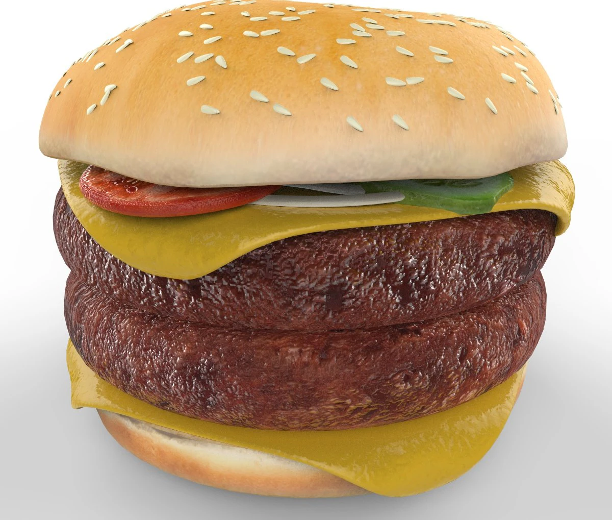Double Cheeseburger 3D Model .c4d .max .obj .3ds .fbx .stl .blend 