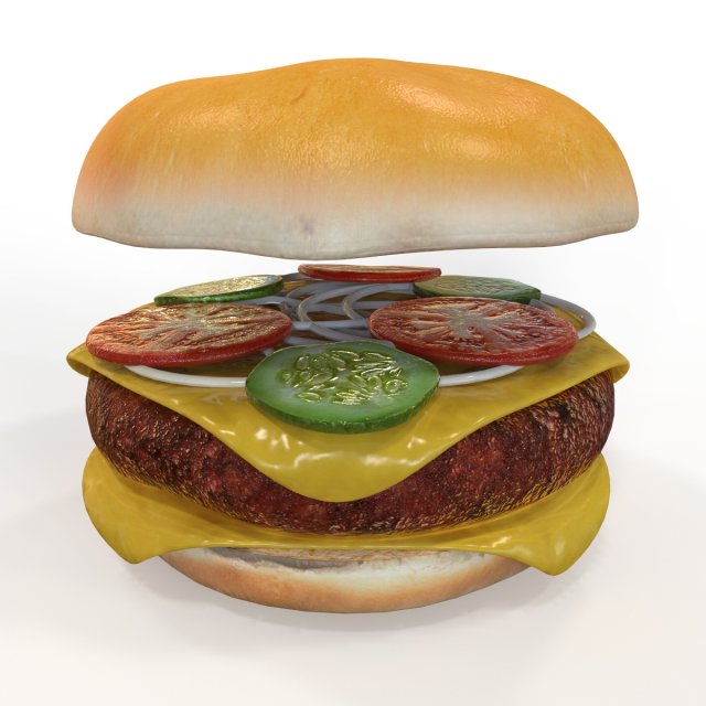 Cheeseburger 3D Model .c4d .max .obj .3ds .fbx .stl .blend 