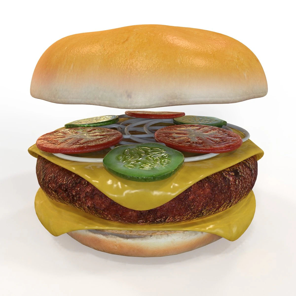 Cheeseburger 3D Model .c4d .max .obj .3ds .fbx .stl .blend