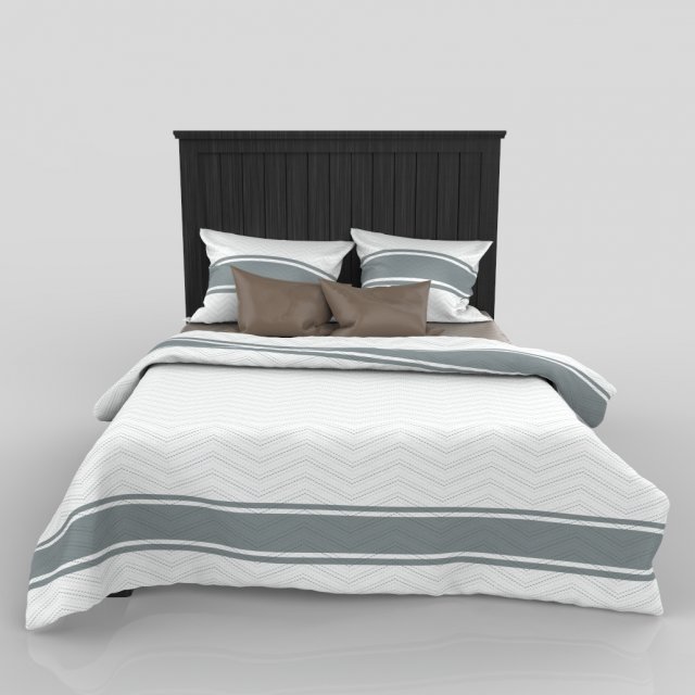 Queen Panel Bed 3D Модель .c4d .max .obj .3ds .fbx .stl .blend 