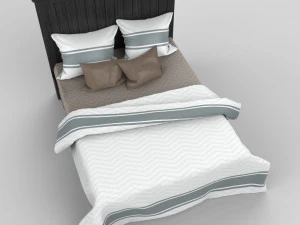Cama con paneles tama&ntilde;o queen Modelo 3D