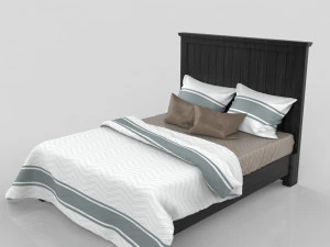 Cama con paneles tama&ntilde;o queen Modelo 3D