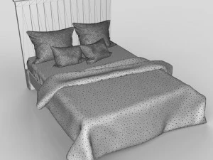 Cama con paneles tama&ntilde;o queen Modelo 3D