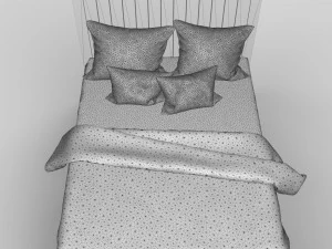 Cama con paneles tama&ntilde;o queen Modelo 3D