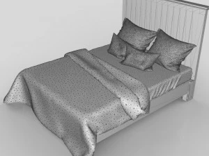 Cama con paneles tama&ntilde;o queen Modelo 3D