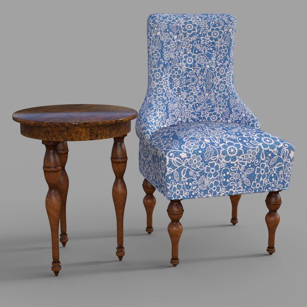 Stuhl und Beistelltisch 3D Modell .c4d .max .obj .3ds .fbx .stl .blend 