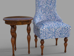 Kursi dan Meja Samping Model 3D