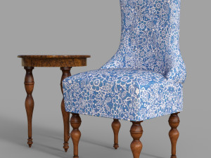 Chair and Sidetable 3D Model