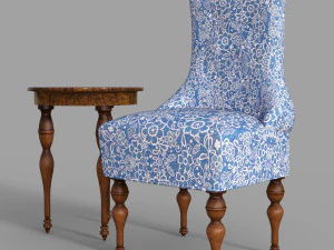 Stuhl und Beistelltisch 3D Modell