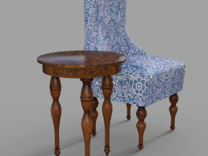 Stuhl und Beistelltisch 3D Modell