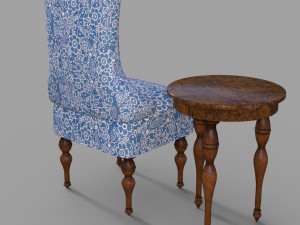 Chair and Sidetable 3D Model