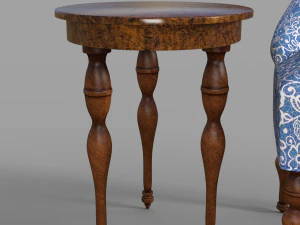 Stuhl und Beistelltisch 3D Modell