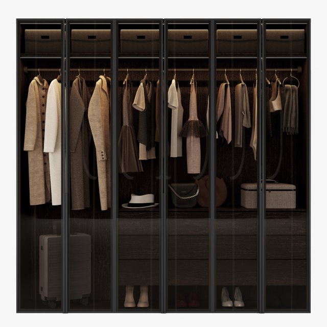 Walk-in closet with glass doors 3D मॉडल .c4d .max .obj .3ds .fbx .stl .blend 