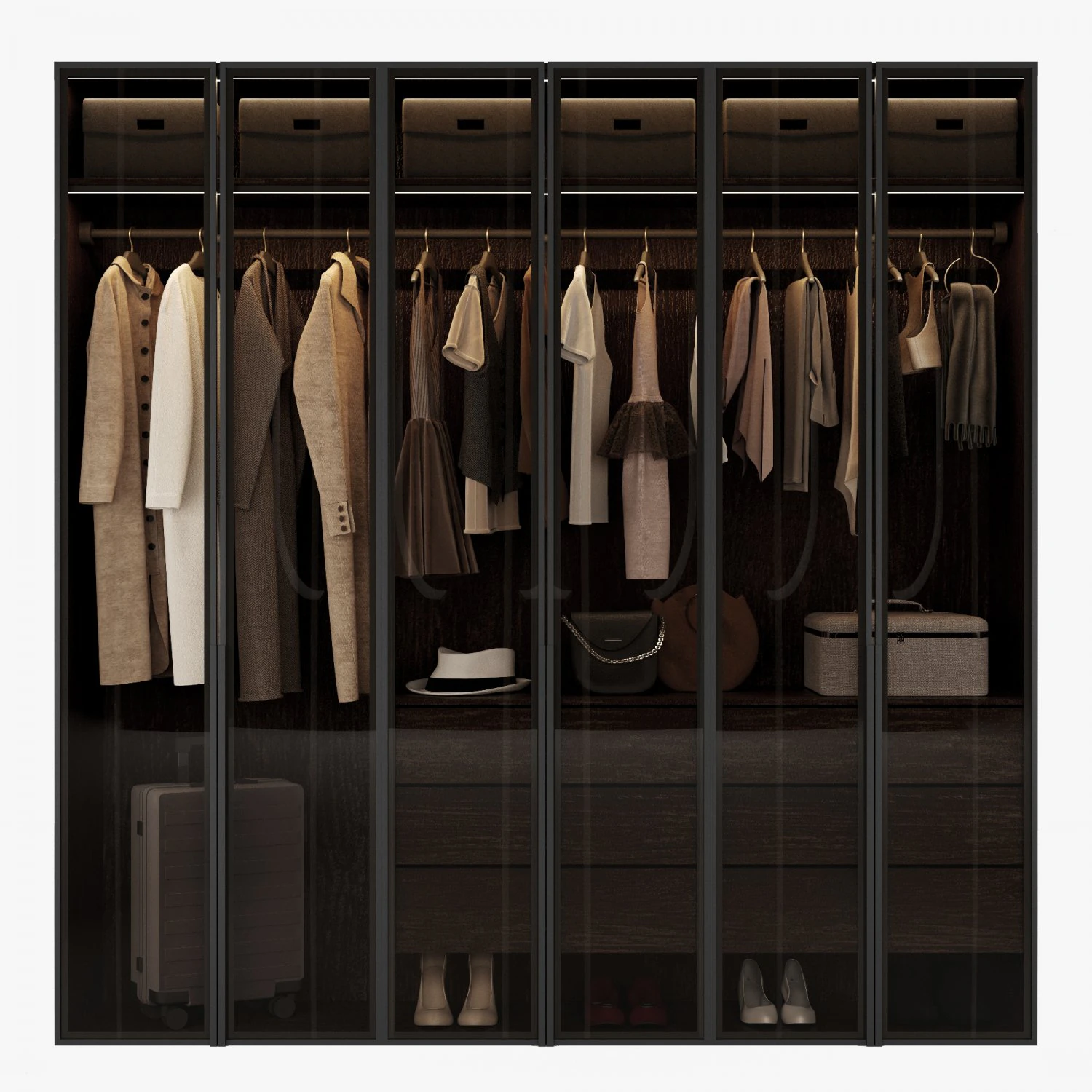 Walk-in closet with glass doors 3D Model .c4d .max .obj .3ds .fbx .stl .blend