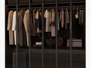 Walk-in closet with glass doors 3D Model