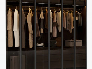Walk-in closet with glass doors 3D Model