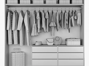 Walk-in closet with glass doors 3D Model