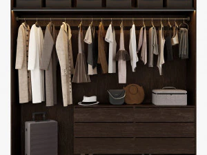 Walk-in closet with glass doors 3D Model