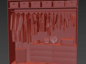 Walk-in closet with glass doors 3D Model