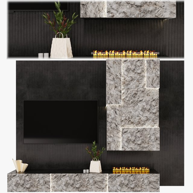 TV wall 3D Модель .c4d .max .obj .3ds .fbx .stl .blend 