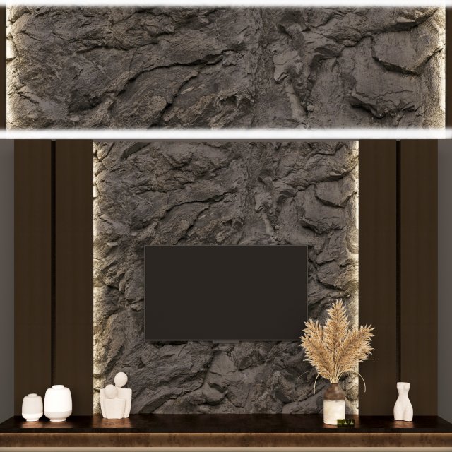 TV wall in modern style Modello 3D .c4d .max .obj .3ds .fbx .stl .blend 