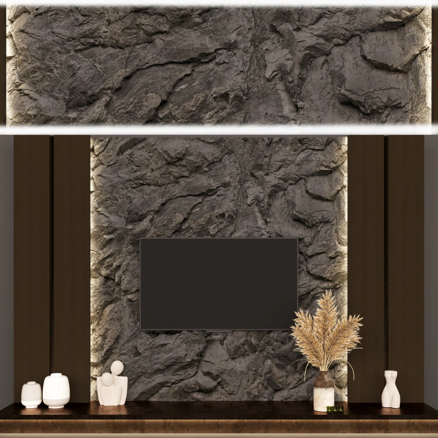 TV wall in modern style 3D Model .c4d .max .obj .3ds .fbx .stl .blend 
