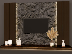 TV wall in modern style Modello 3D