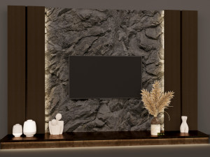 TV wall in modern style Modello 3D