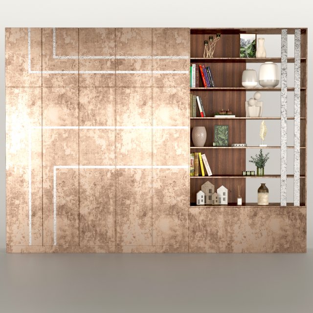 Wardrobe and shelving with decor 3D Model .c4d .max .obj .3ds .fbx .stl .blend 