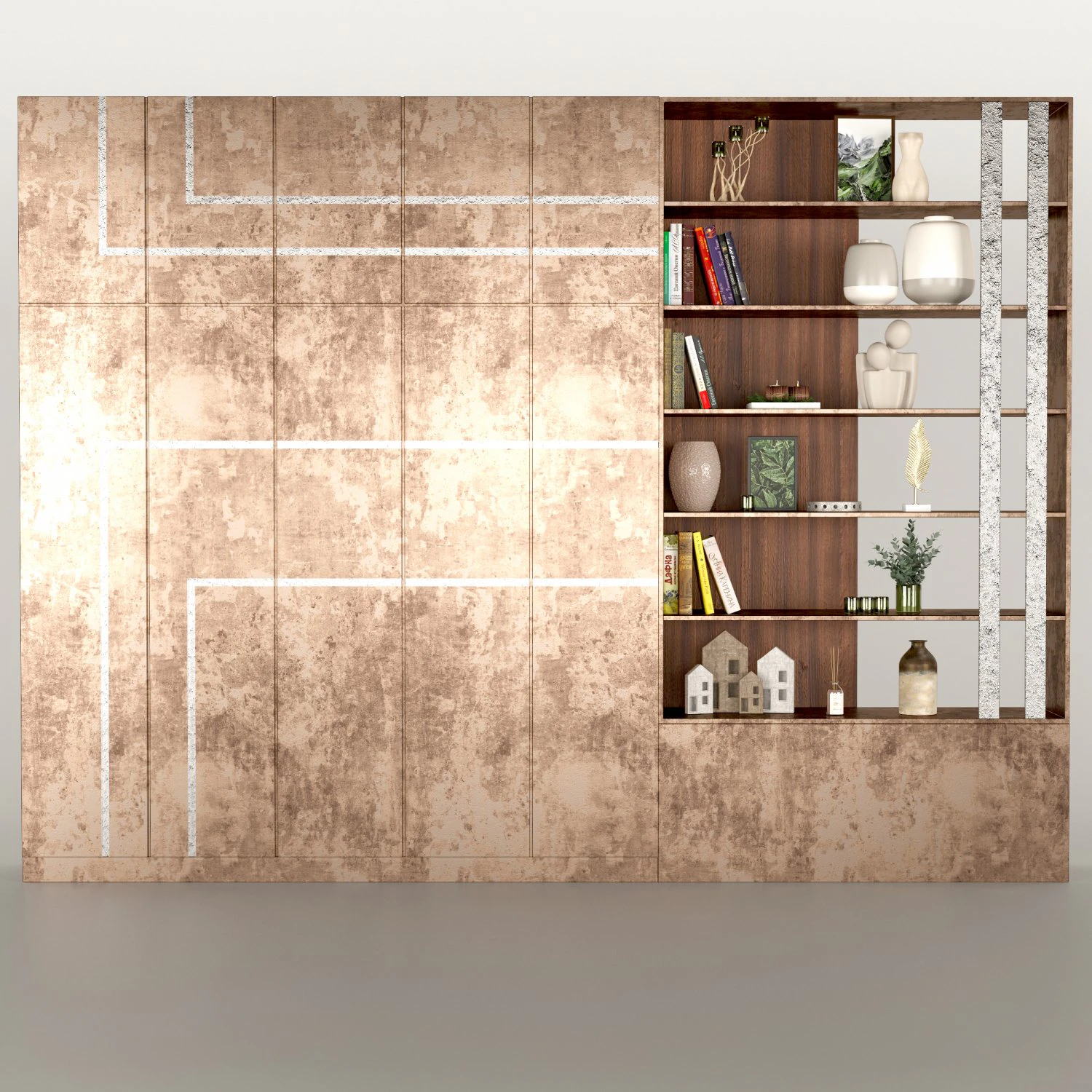 Wardrobe and shelving with decor 3D Model .c4d .max .obj .3ds .fbx .stl .blend