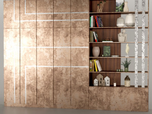 Wardrobe and shelving with decor 3D Model
